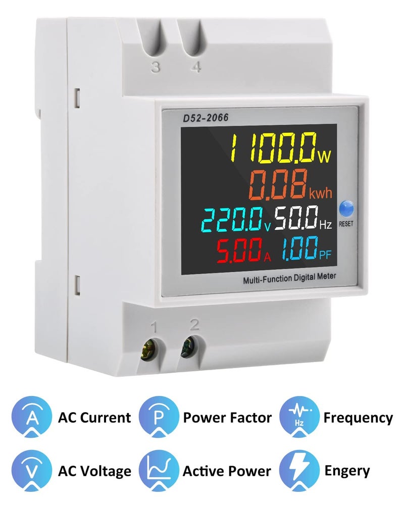 diymore Digital Single Phase Energy Meter Tester Electricity Usage Monitor AC 110V 40V~300V 100A Ampermeter Power Voltmeter Voltage Amps Watt Kwh Frequency Power Factor Meter Multimeter - Image 2